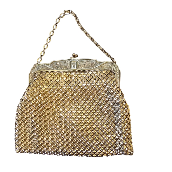Whiting & Davis Hand Worked 25k Gold Deposit Gold Mesh Trianon Evening Bag - Picture 4 of 10
